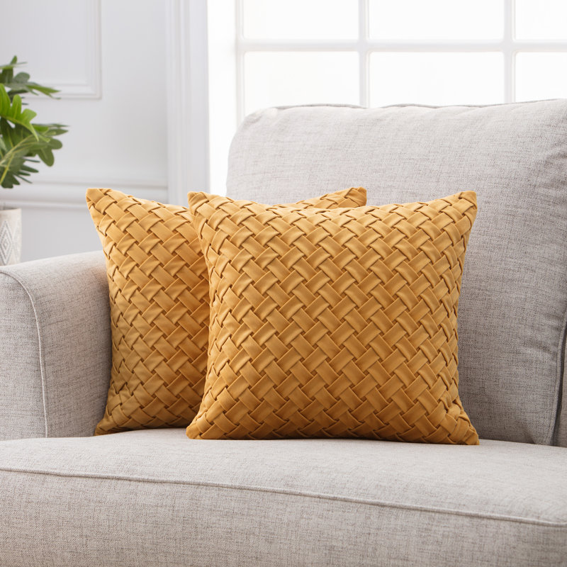 Housse de coussin décoratif en velours texturé Chanasya, Golden