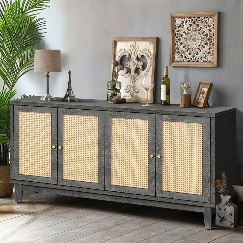 Retro Style Console Table Simple Modern Sideboard Storage Cabinet  With Detachable Wide Shelves For Entryway Living Room Bathroom Dining Room
