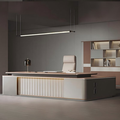Bureau brun 94,49 "avec douille sur rail Premium