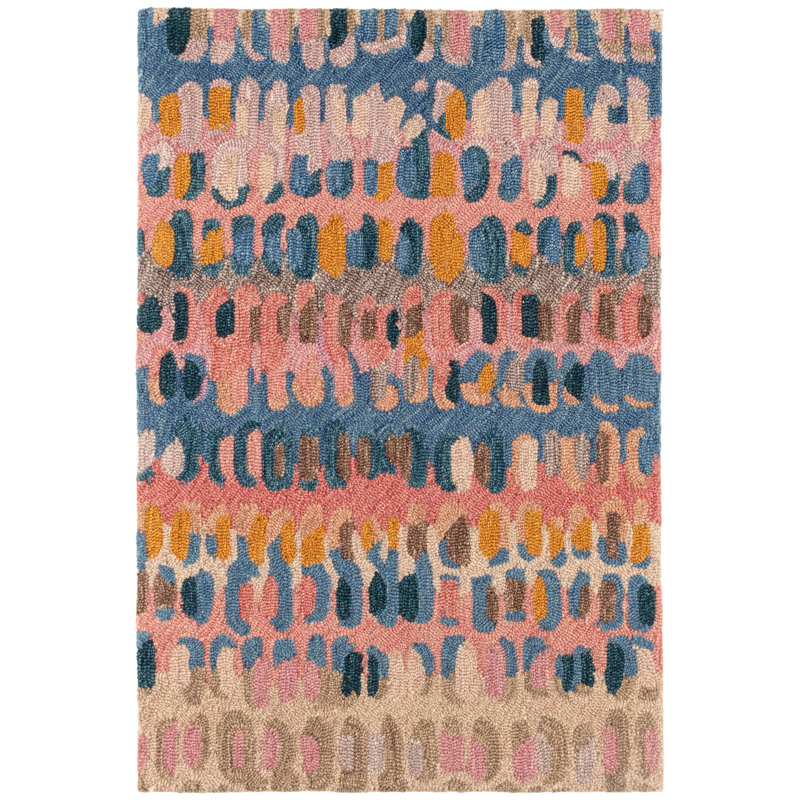 Paint Chip Coral Hand Micro Hooked Wool Rug, Rectangle 4' x 6'