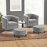 Torrence 27.4'' Upholstered Swivel Barrel Chair with Ottoman ( Set of 2 )
