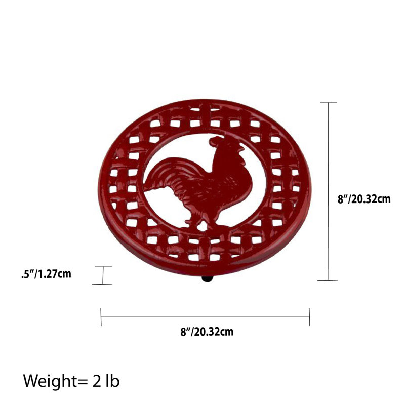 Trivet de coq en fonte August Grove, Rouge