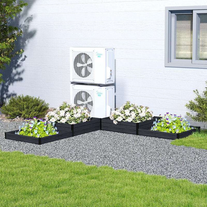Modular Raised Garden Bed With Composite Panels & Black Aluminum Frame(No bottom panel), Black