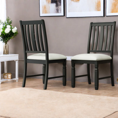 Ensemble de 2 chaises de salle à manger rembourrées en bois d'hévéa