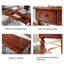 Bureau rectangulaire à 3 tiroirs en bois massif brun noisette-1159363669