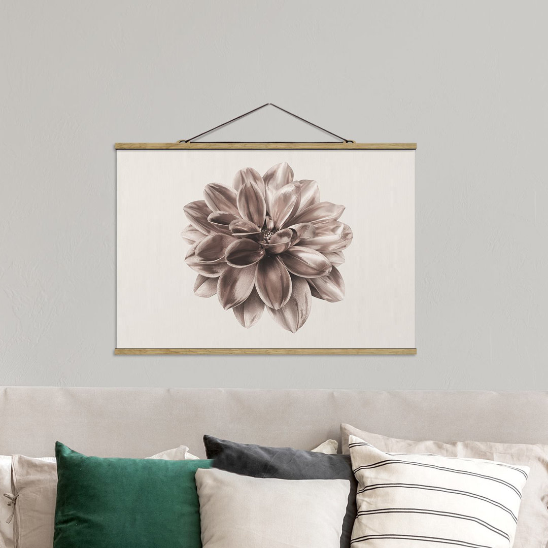 Wandbild Dahlia Bronze Metallic Beige Centered