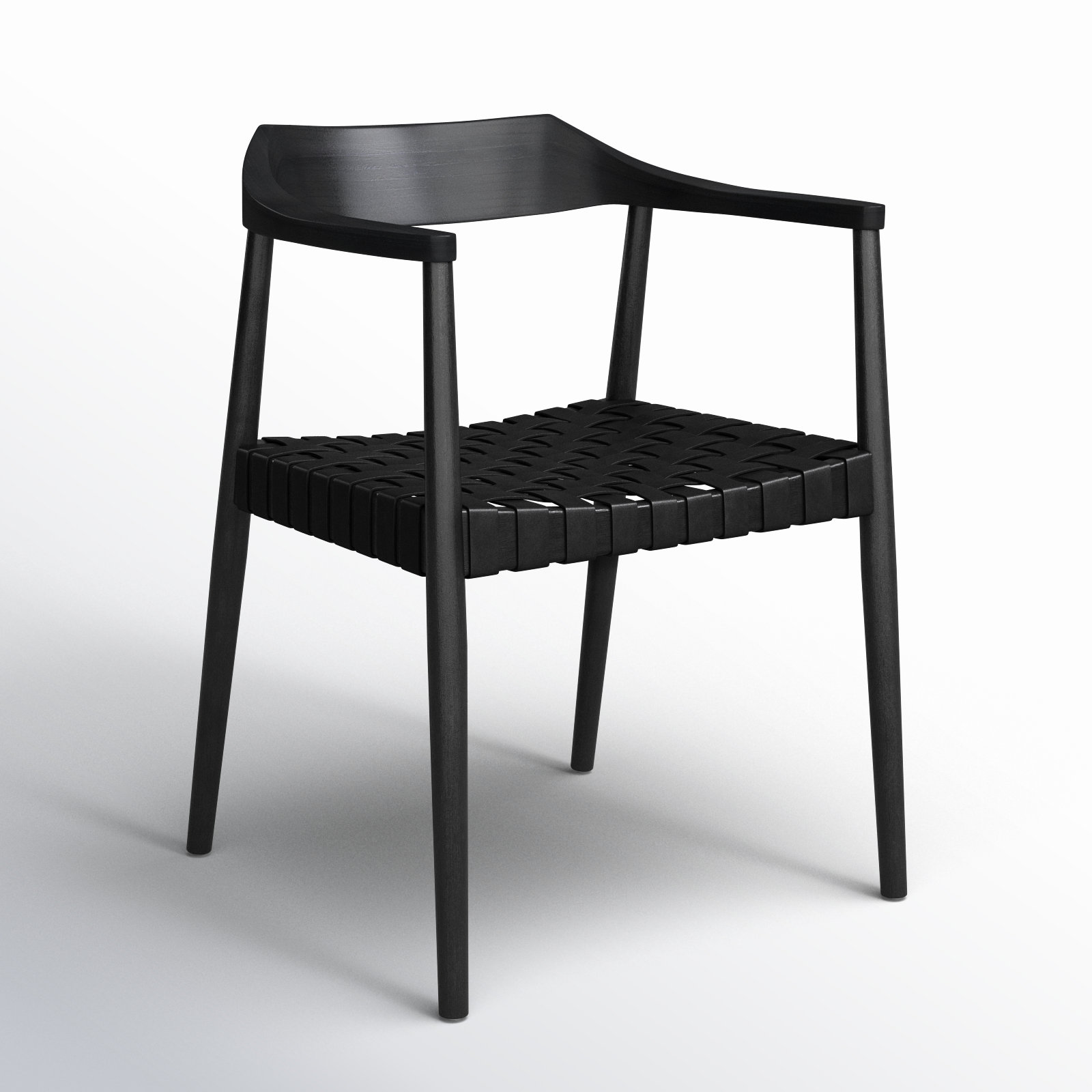 Noreen Accent Chair, Black Genuine Leather, Black