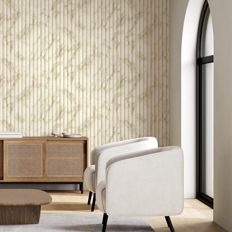 Imitation Group Fluted Marble Wallpaper, Natural