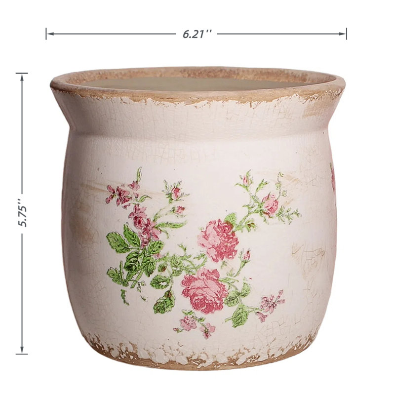 Porte-ustensiles de cuisine et vase en céramique avec drain pour jardin Shabby Chic Adairsville French Country