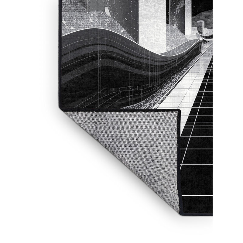 Tapis gris moderne et élégant à motif lavable à la machine en gris, 3 x 5