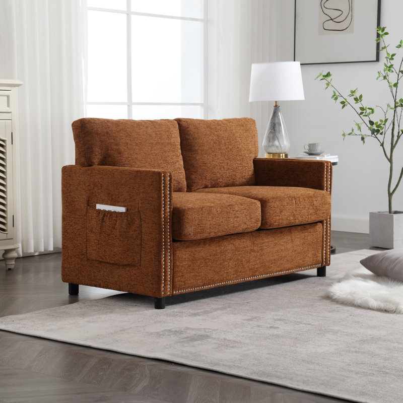 Canapé-lit 2 places en tissu chenille Modern, Brun