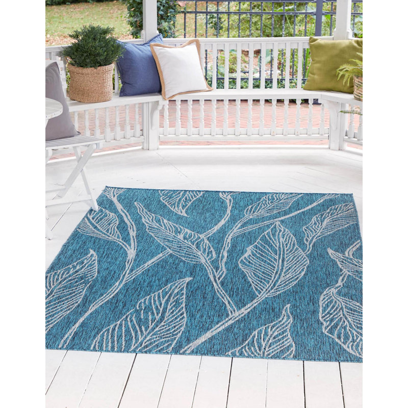 Tapis bleu sarcelle Yvelines, Rectangle 6 pi 1 po x 9 pi