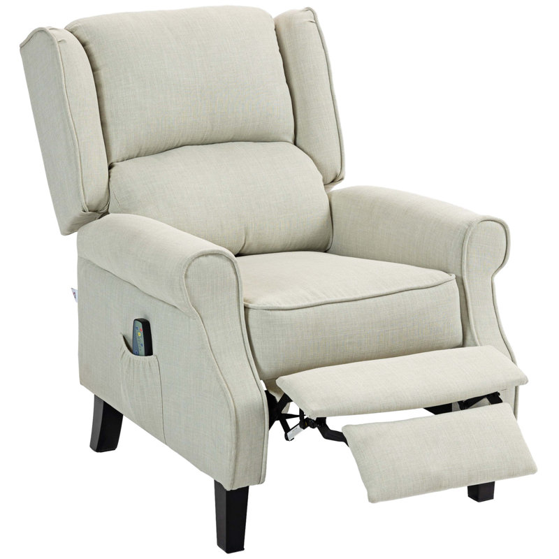 Fauteuil inclinable pour le salon avec chaleur, canapé à oreilles simple, poche latérale, Lin blanc