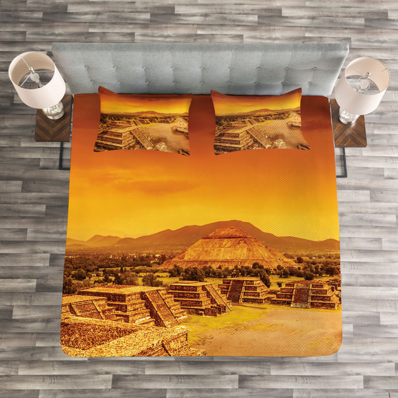 Orange/Brown 100% Microfibre Bedspread, 220 x 264 cm