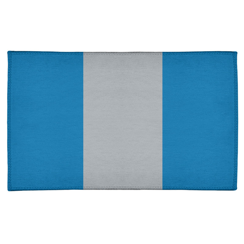 Tapis de détroit à rayures en poly-bleu, Rectangle 3 pi x 5 pi