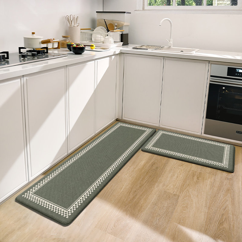 Tapis de cuisine anti-fatigue, antidérapant, imperméable, ensemble de 2, Vert