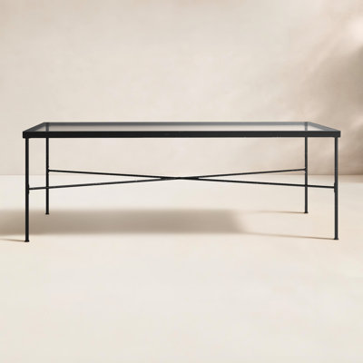 Lucier 84.06'' Glass Outdoor Dining Table