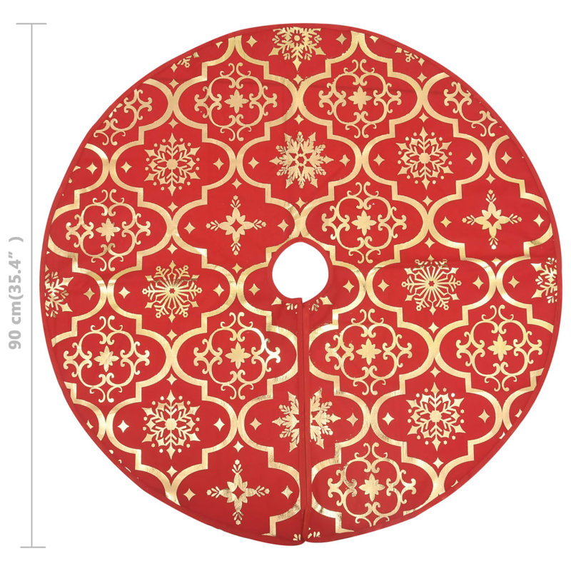 Kimber Luxury Christmas Tree Skirt with Sock, Red, 90 cm