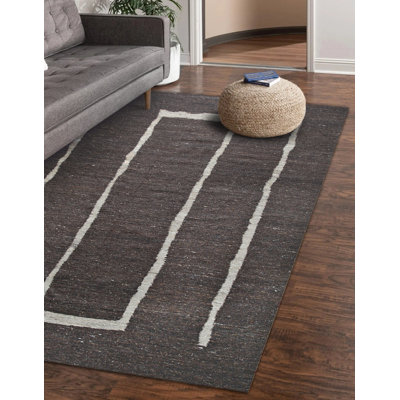 Stylish and Durable Kumagai Hand-Knotted Natural Wool Flat Indoor Brown Rectangular Area Rugs