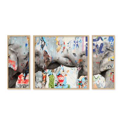 Saddle Ink Elephant VI by Tristan Scott - 3 Piece Wrapped Canvas Print
