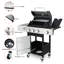 Barbecue à 3 gaz avec grilles en fonte émaillée, brûleur latéral pour sortie de jardin de 37230 BTU, émaillé et ouvre-boîte