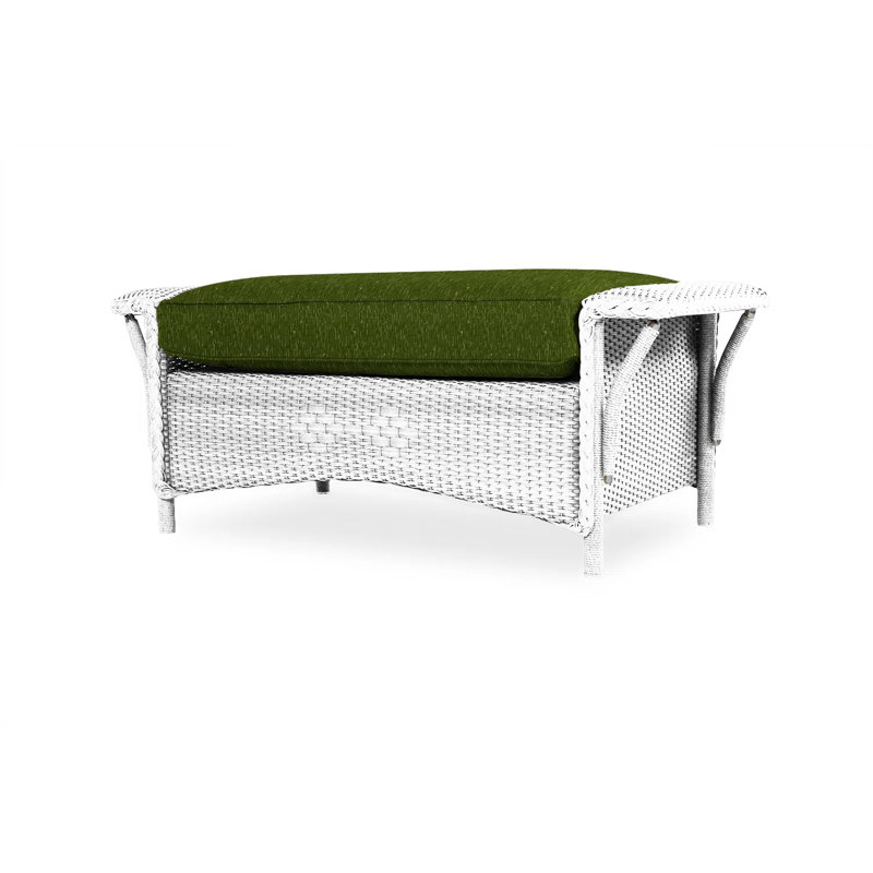 Nantucket Outdoor Ottoman, White, Demo Oatmeal