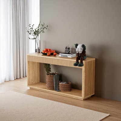 Console cannelée 60 po à 2 tiroirs de 60 po pour salon, couloir, vestibule, bureau à domicile