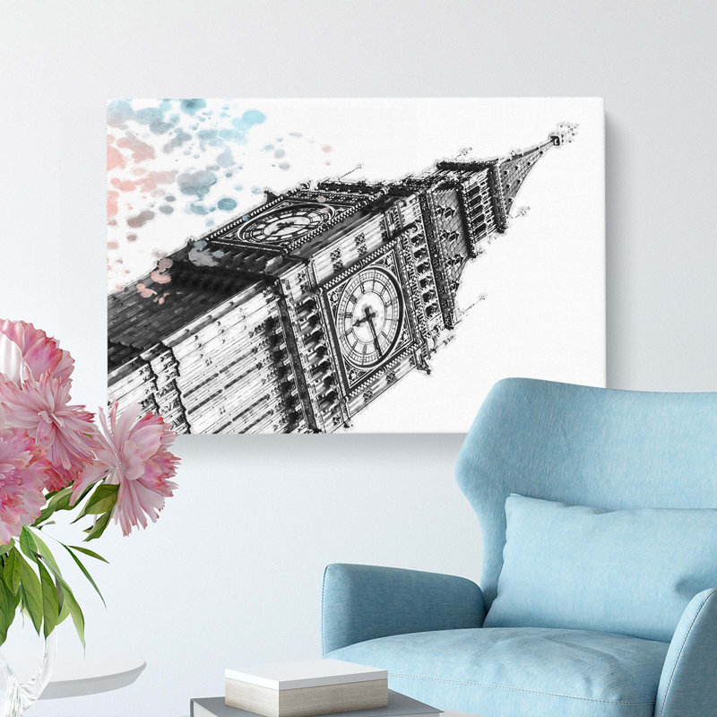 Big Ben in London in Abstract - Wrapped Canvas, 60cm H x 91cm W x 3cm D