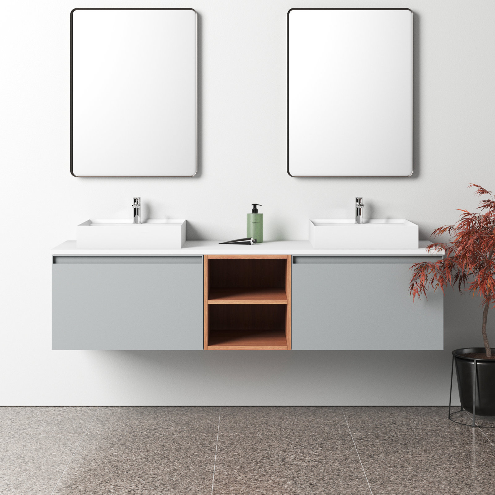 Shelley 72.05" W x 20.08" D x 22.52" H Wall-Mounted Double Bathroom Vanity Set