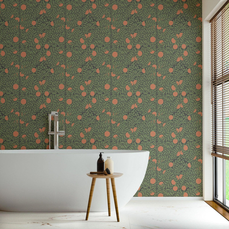 Signature Orange Grove 10' L x 24" W Wallpaper Roll, Forest Green, Non-pasted, Faux Grasscloth