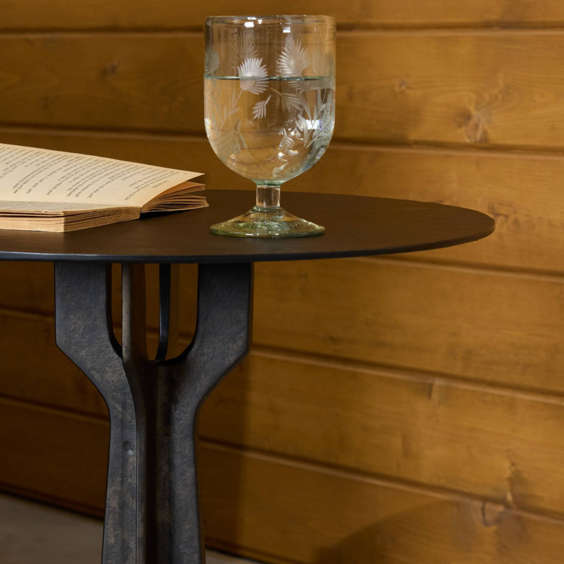 Malloy Outdoor Round Side Table, Distressed Bronze