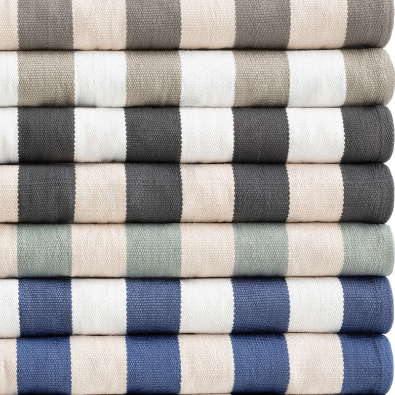 Catamaran Stripe Light Blue/Ivory Handwoven Indoor/Outdoor Rug, Rectangle 4' x 6'