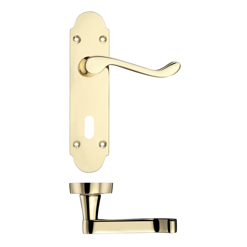 Patternsin Lock Door Handle, Electro Brass