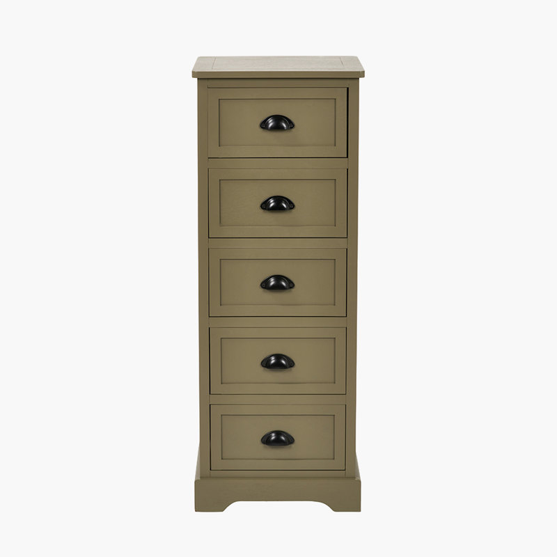41 cm W Chest of 5 Drawers, Olive Green/Black