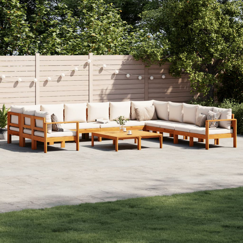 9 Piece Garden Sofa Set With Cushions Solid Wood Acacia