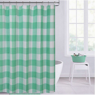 100% Cotton Checkered Single Shower Curtain