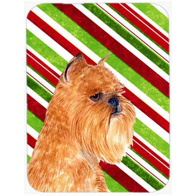 The Holiday Aisle Brussels Griffon Candy Cane Holiday Christmas Orange Glass Cutting Board