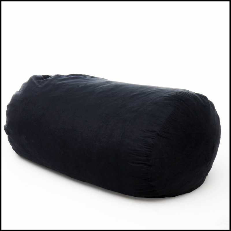 Lara 6.5 Foot Suede Cylindrical Bean Bag, Black - Soft, Comfortable, And Stylish Seating For Modern Homes