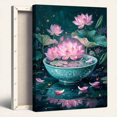 Ensemble de 1 tableau sur toile « Bol de lotus »
