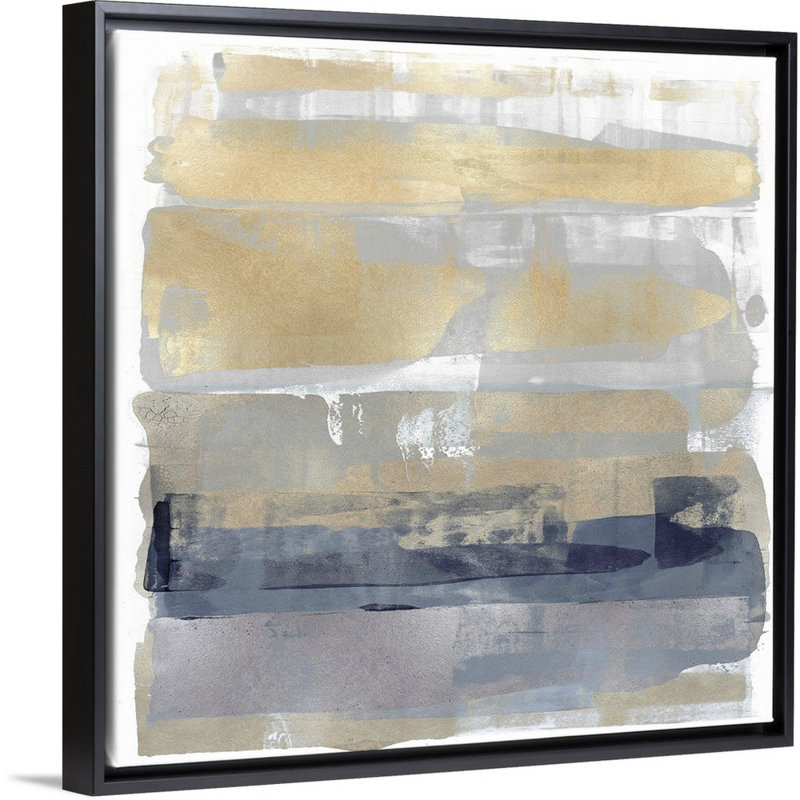 Reproduction d’art sur toile, "astract expressions or" par David Moore, Cadre noir, H 22 po x l 22 po x P 1,75 po
