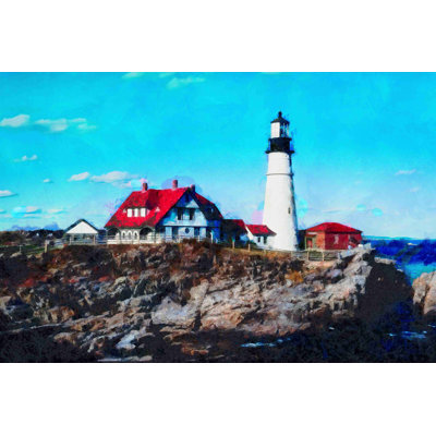 Phare lumineux peint sur toile tendue