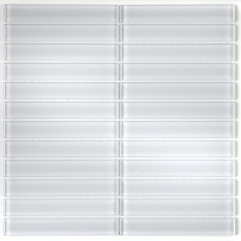 Geneva Straight-Joint 1" x 6" Glass Mosaic Tile in Classic Solid Ice White