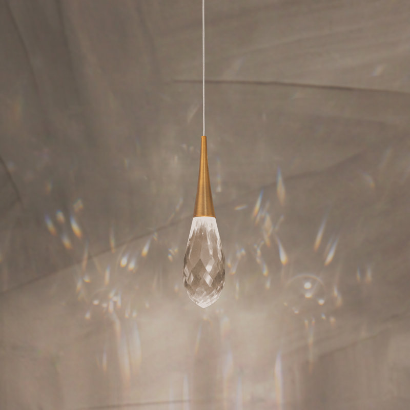 Hibiscus 1 Light LED Mini Pendant, Aged Brass