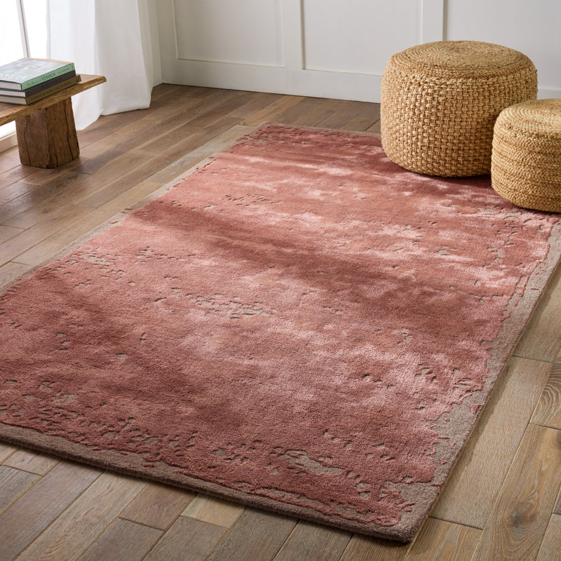 Tapis terre cuite / taupe abstrait fait à la main Ulrich (6 pi x 9 pi), Rectangle 9 pi x 12 pi