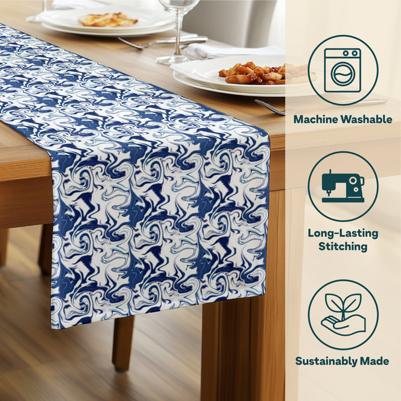 Lorentz Marble Milliken Signature Table Runner, 72" L x 12" W, Blue