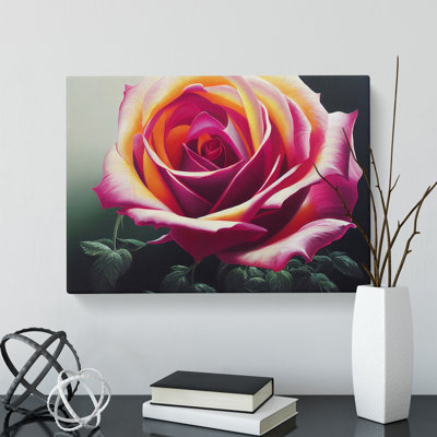 Pretty Rose Flower - Wrapped Canvas