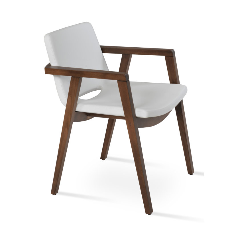Nevada Wood Arm Dining Chair, White