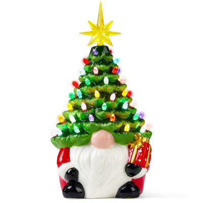 Arbre de Noël gnome 12 po, décoration de Noël de table avec 60 lumières DEL multicolores