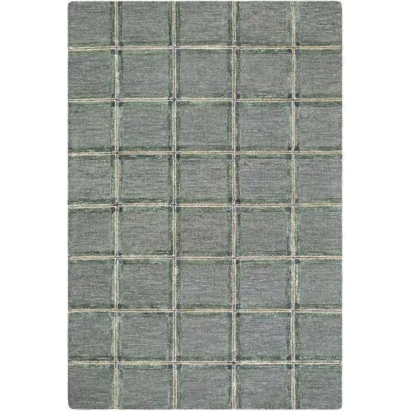 Tapis fait à la main Dulvert, Rectangulaire 8 pi x 10 pi, Gris / Noir