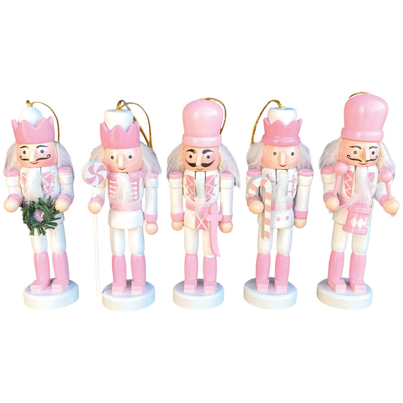 Casse-noisettes roses et blanches 5 po, ensemble de 5